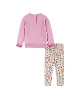 Andy & Evan Baby Girls Chenille Sweater Printed Legging Set