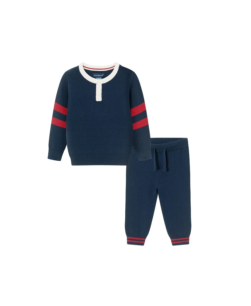 Andy & Evan Baby Boys Navy Henley Sweater w/Pants Set