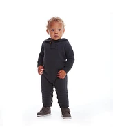 Andy & Evan Baby Boys Charcoal Hooded Toggle Sweater Romper