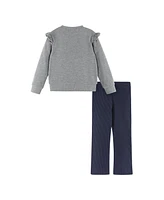 Andy & Evan Toddler Girls Toddler/Child Navy Crewneck Sweater w/Embossed Glitter Lettering & Legging Set