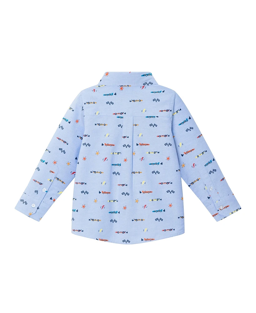 Andy & Evan Toddler Boys Toddler/Child Lt Blue Racecar Buttondown Shirt