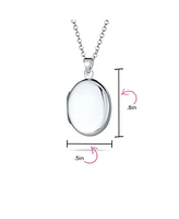 Bling Jewelry Petite Simple Plain Flat Oval Photo Lockets For Women That Hold Pictures Polished .925 Silver Locket Necklace Pendant Small