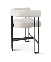 Maison Boucle Velvet Counter Stool,Boasting Curved Frame Armrest Stool with Three Legs(1PK)-Maison