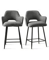 Maison Boucle 25.5" Armrest Counter Stools Set of 2,Upholstered Height Barstools with Back-Maison