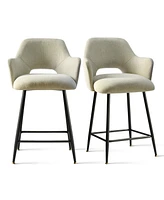 Maison Boucle 25.5" Armrest Counter Stools Set of 2,Upholstered Height Barstools with Back-Maison