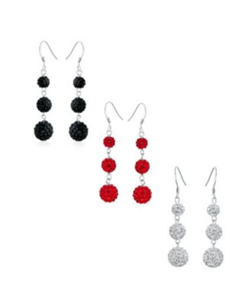 Bling Jewelry Multi Color Crystal Pave Disco Balls Dangle Earrings in Sterling Silver