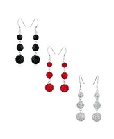 Bling Jewelry Multi Color Crystal Pave Disco Balls Dangle Earrings in Sterling Silver