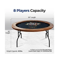 SereneLife Foldable and Portable Rounded Poker/Casino Game Table with Cushioned Rail for 8 Players