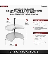 Rev-a-Shelf 24'' Lazy Susan Kidney Polymer 2-Shelf, White, 3472-24-11-52