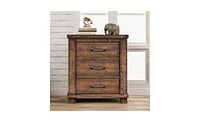 Slickblue Rustic Three-Drawer Reclaimed Solid Wood Farmhouse Nightstand