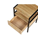 Slickblue Rattan End Table with Drawer for Stylish Storage