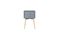 Slickblue Side Table with 2 Drawers and Rubber Wood Legs for Stylish Storage