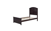 Slickblue Farmhouse Wooden Platform Bed with Curl Design Headboard and Footboard for Teenagers