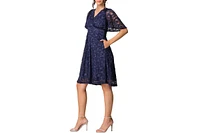 Kiyonna Women's Starry Sequin Lace V-Neck Cocktail Dress with Pockets