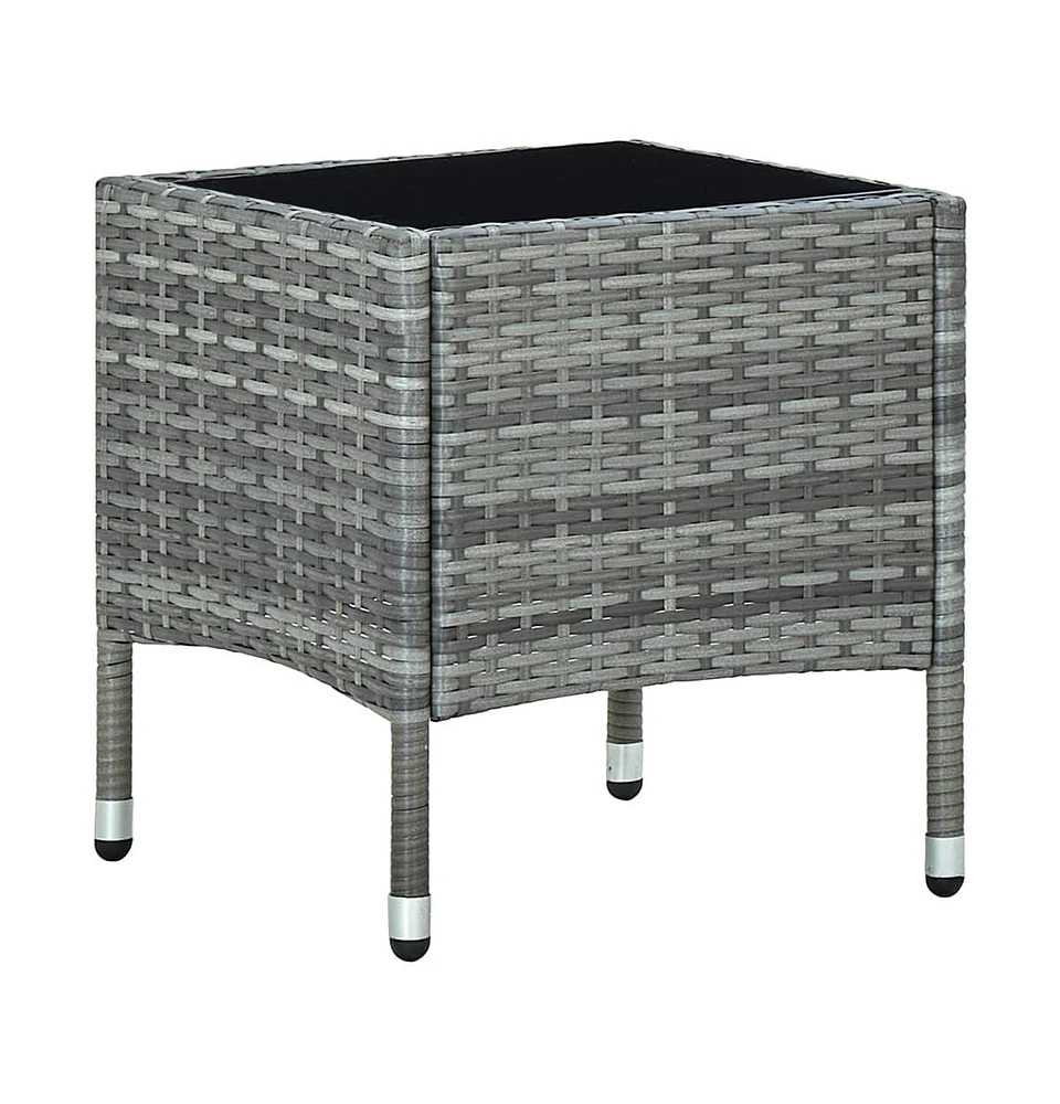 vidaXL Patio Table Gray 15.7"x15.7"x17.7" Poly Rattan