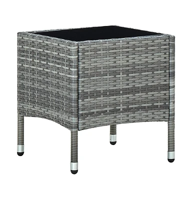 vidaXL Patio Table Gray 15.7"x15.7"x17.7" Poly Rattan