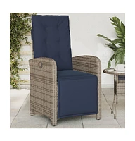 vidaXL Reclining Patio Chair with Footrest Gray Poly Rattan