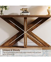Tribesigns 70.9 Inches Long Sofa Table Behind Couch, Farmhouse Console Entry Table with Wooden Geometric Base for Entryway, Living Room