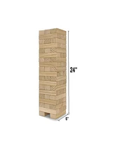 Yard Games Large Tumbling Timbers 24" Wood Block Stacking Game w/ Case, Natural