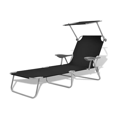 vidaXL Sun Lounger with Canopy Steel