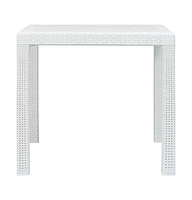 vidaXL Patio Table White 31.1"x31.1"x28.3" Plastic Rattan Look