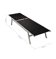 vidaXL Sun Loungers 2 pcs with Table Steel and Textilene Black