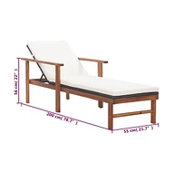 vidaXL Sun Lounger with Cushion Poly Rattan and Solid Acacia Wood Black