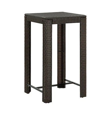 vidaXL Patio Bar Table 23.8"x23.8"x43.5" Poly Rattan