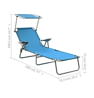 vidaXL Sun Lounger with Canopy Steel