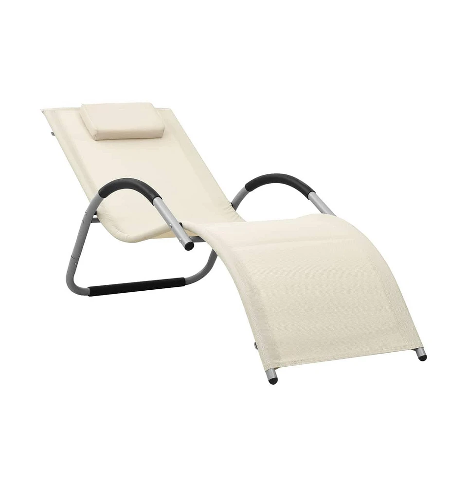 vidaXL Sun Lounger Textilene Cream and Gray