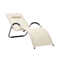 vidaXL Sun Lounger Textilene Cream and Gray