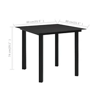 vidaXL Patio Dining Table Black 31.5"x31.5"x29.1" Steel and Glass