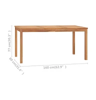 vidaXL Patio Dining Table 63"x31.5"x30.3" Solid Teak Wood