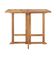 vidaXL Folding Patio Dining Table 35.4"x35.4"x29.5" Solid Teak Wood