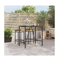 vidaXL Bar Table with Glass Top 43.3"x27.6"x43.3" Poly Rattan