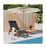 vidaXL Sun Lounger with Pillow Gray Textilene and Solid Wood Poplar