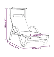 vidaXL Sun Lounger with Canopy White Textilene and Solid Wood Poplar