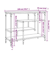 vidaXL Console Table with Shelves Smoked Oak 39.4"x13.8"x29.5"