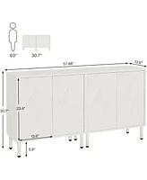 Tribesigns Buffet Cabinet with Storage, 57" White Sideboard Cabinet with 4 Doors and Adjustable Shelves, Modern Coffee Accent Cabinet Storage Cabinet