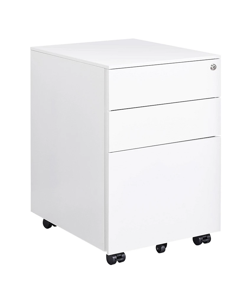 Slickblue 3-Drawer Mobile File Cabinet with Lock for Secure Steel Office Storage Solutions