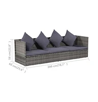 vidaXL Patio Bed Gray 78.7"x23.6" Poly Rattan