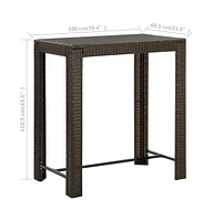 vidaXL Patio Bar Table 39.4"x23.8"x43.5" Poly Rattan