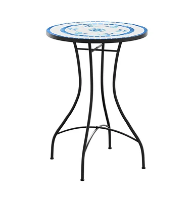 vidaXL Mosaic Bistro Table Blue and White 19.7"x27.6" Ceramic