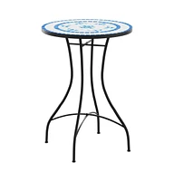 vidaXL Mosaic Bistro Table Blue and White 19.7"x27.6" Ceramic