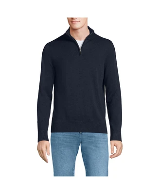 Lands' End Big & Tall Long Sleeve Fine Gauge Cotton Quarter Zip Sweater