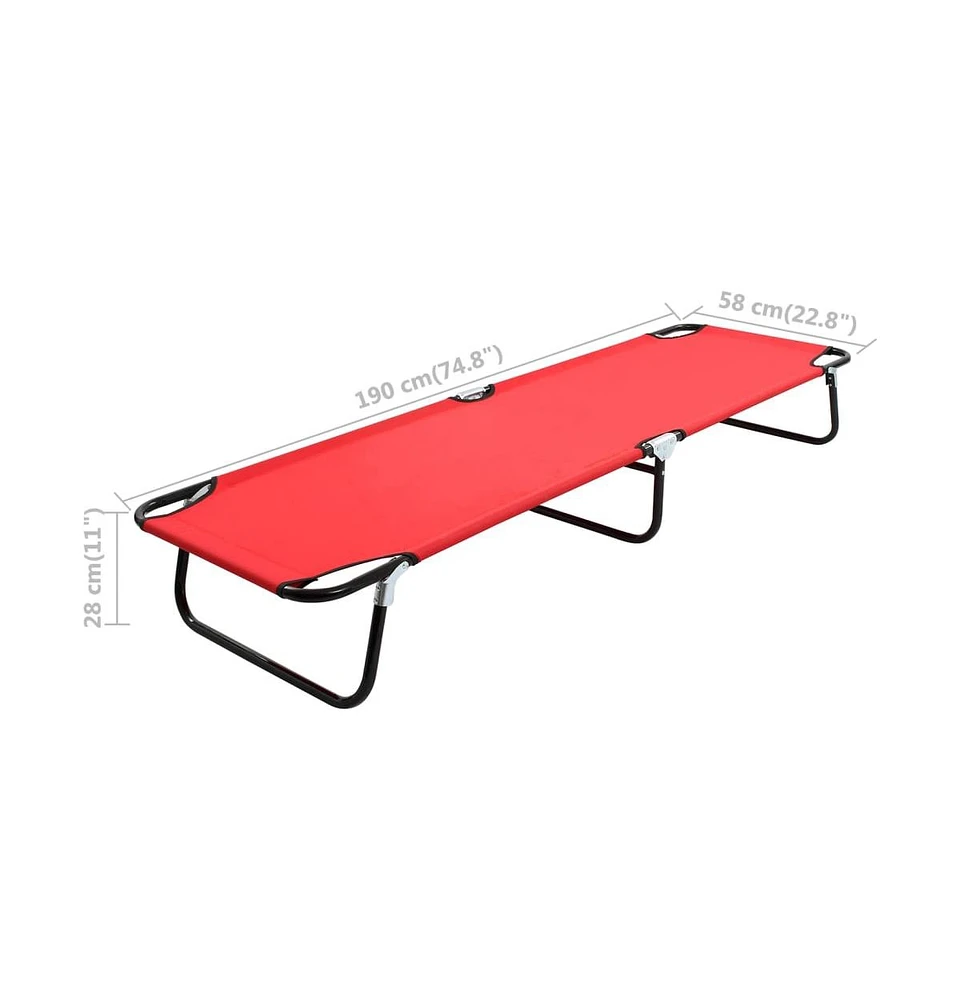 vidaXL Folding Sun Lounger Red Steel