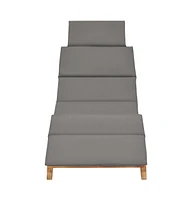 vidaXL Folding Sun Lounger with Dark Gray Cushion Solid Teak Wood