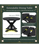 Slickblue Retro Extendable Dining Table with 12-Inch Leaf for Functional and Living Room Spaces