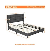 Yaheetech Upholstered Bed Frame with Strong Wooden Slats Support