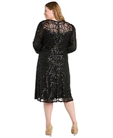 R & M Richards Plus Sequin Cocktail Dress